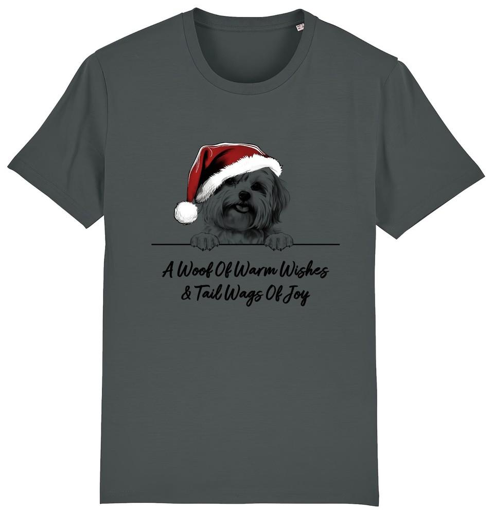 

MALTESE Christmas Dog T-Shirt Adults Kids Woof Wishes Tail Wags Dogs Xmas Gift XL