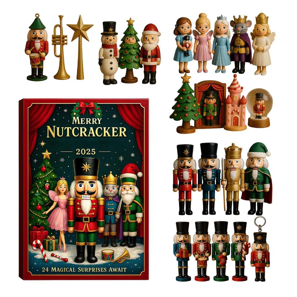 24-Days Acrylic 2D Flat Christmas Nutcracker Ornaments Nutcracker Advent Holiday New Year Pendant Advent for Car Home Dorm