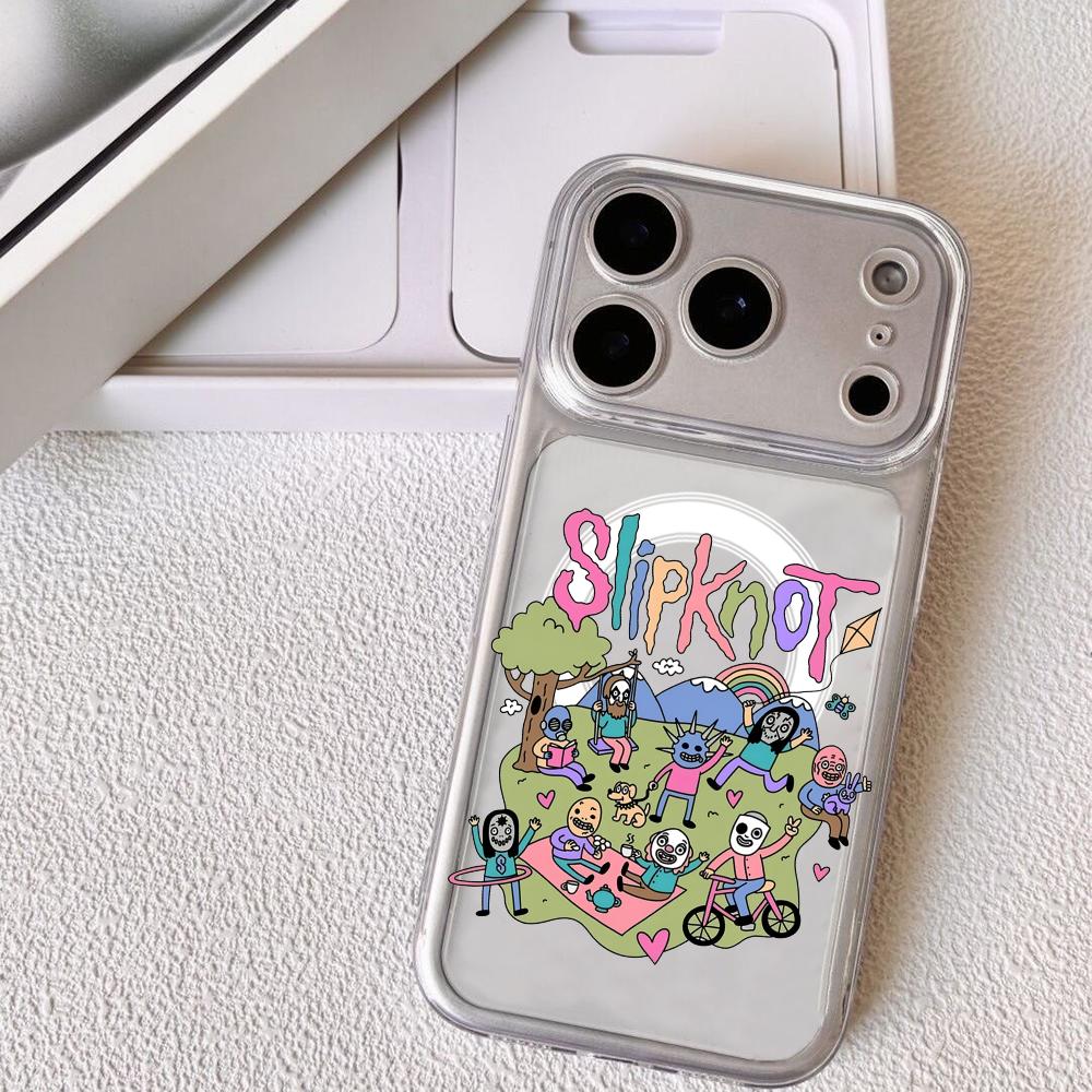 Funny Cartoon S-Slipknots Phone Case For iPhone 17 16 15 14 13 12 Pro Max Plus With Magnetic Crystal Clear Case Wireless Charge