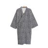 Men's Mid-Length Cotton Gauze Kimono Robe - Seigaiha Pattern, Lightweight and Loose-Fit Pajama-Style Bathrobe