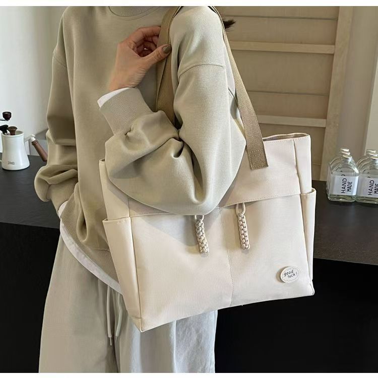 Women’s Canvas Tote Bag Large Capacity Shoulder Handbag Casual Crossbody Bag Multi Pocket Shopper Tote with Zipper for Work Travel School Shopping