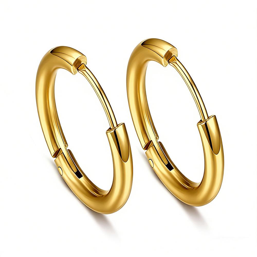 

Unisex Titanium Steel Hoop Earrings 8-20mm Multi-color Hypoallergenic 8mm золотой