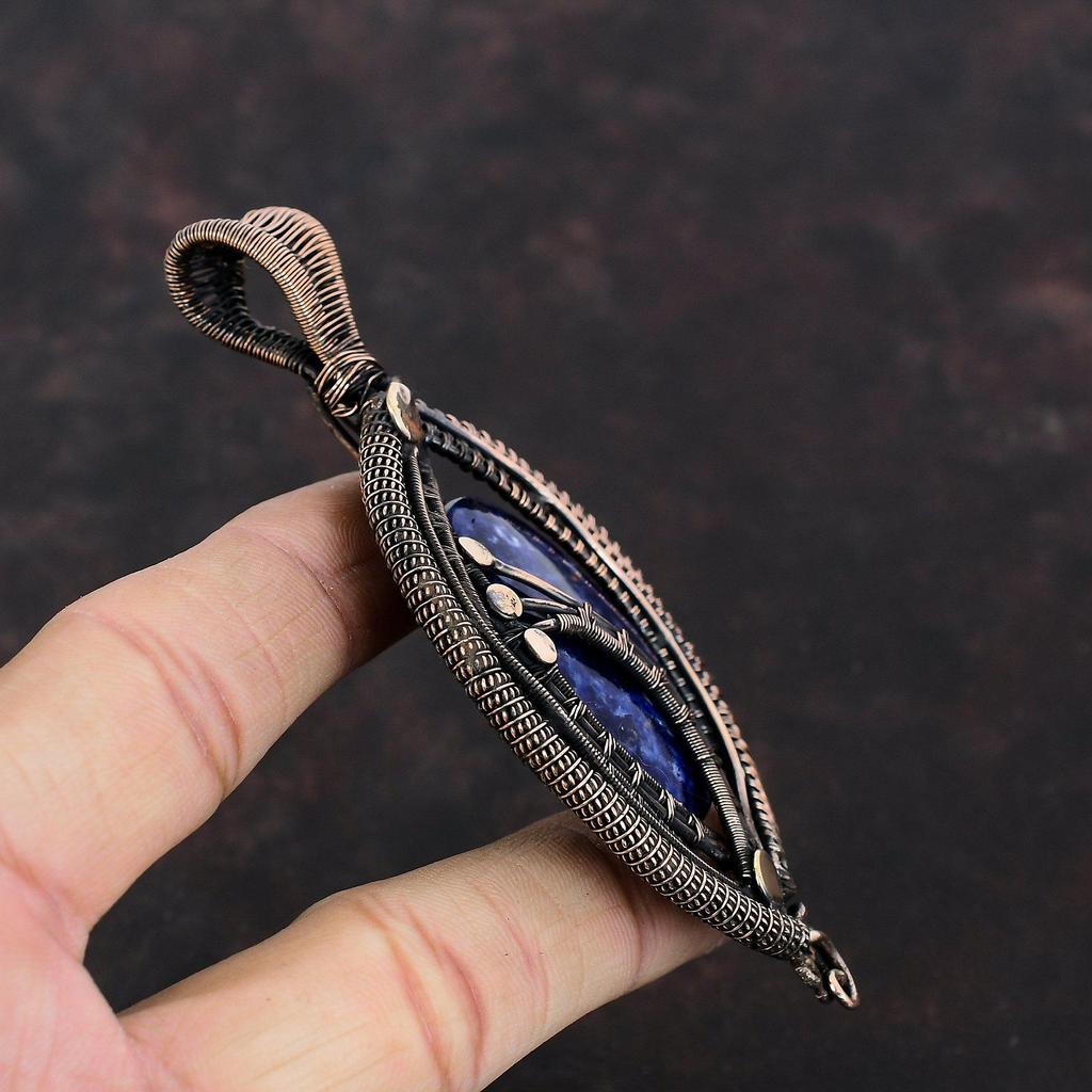 Sodalite Pendant Copper Wire Wrapped Pendant Gemstone Pendant Handmade Jewelry Unique Style Pendant Engagement Gift Beautiful Copper Jewelry