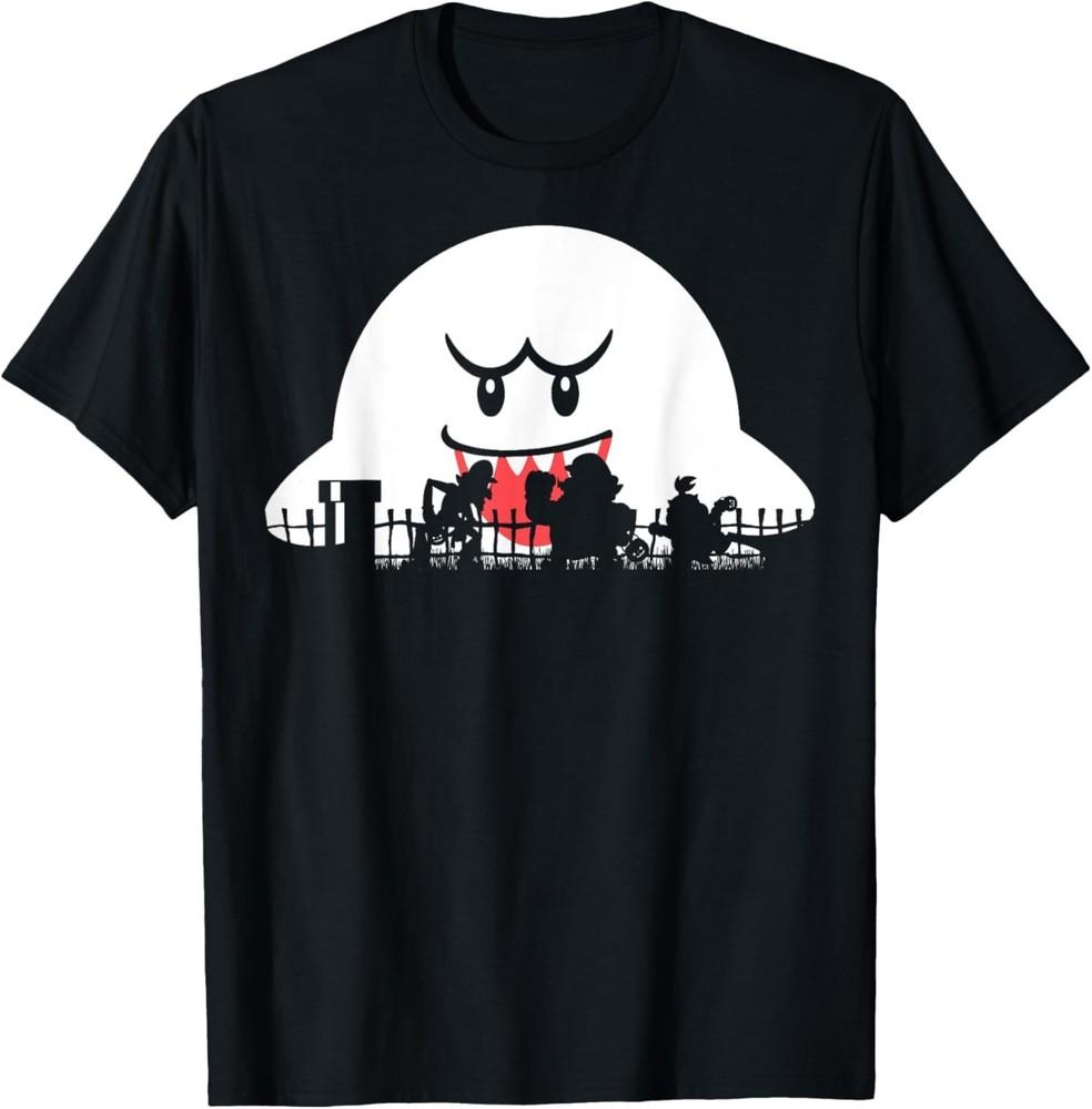 Super Mario Boo Trick Or Treat Halloween Silhouette T-Shirt