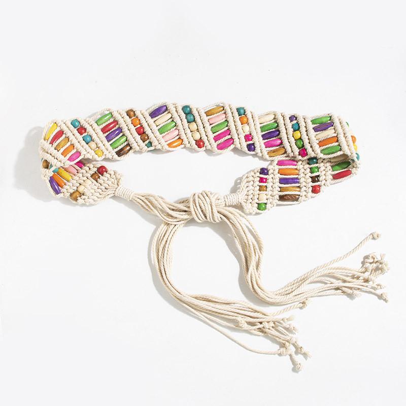 Resort Waist Bohemian Belt With Handmade Beaded Weaving For Womens Style Summer