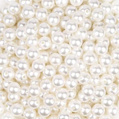Pearl Beads BetterJonny 300 Pieces Craft Round Pearl with Hole White Hand Pearl Parts Boxed Craft Materials Handmade Materials (10mm Double Hole)…