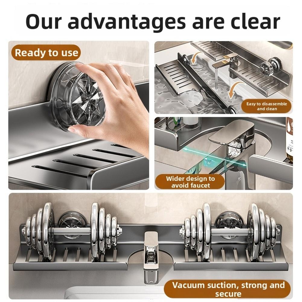 For Sink Area Wall Shelf for Bathroom No Drill Mounting Strong Carbon Steel Frame for Toiletries and Daily Use Items
