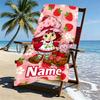 Custom Name Personalized Strawberry Shortcake Print Beach Towel, for Trip Camping Beach Party Home Decor, Birthday Gift for Family & Friends