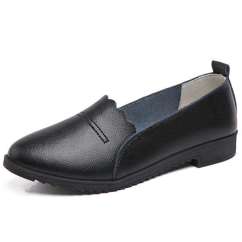 

Spring New Large-size Cowhide Women s Shoes Middle-aged Mother s Shoes Soft Sole Flat Casual Shoes Women s Work Shoes Women 41