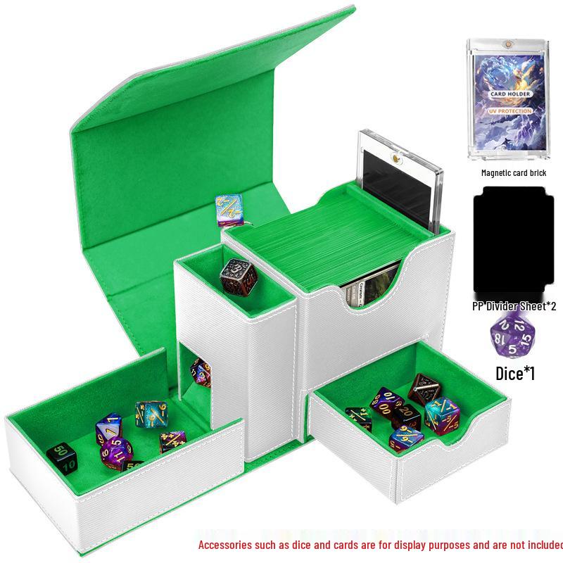 PU Window Opening Dice Tower Card Storage Box - Drawer-Type, Multi-functional for TCG Pokémon Board Games