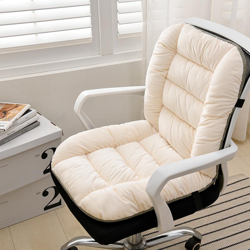 Winter Heated One-piece Chair Cushion Office Chair Backrest Integrated Cushion Warm Plush Solid Color Student Stool Seat Cushions