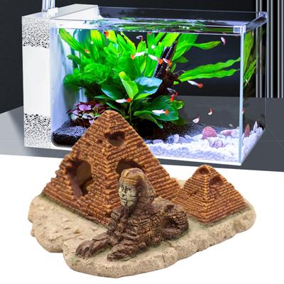 Decorazione per Acquario Resistente al Colore Anti-Deformazione Resistente alla Caduta Senza Inquinamento Piramide Sfinge Roccia Porosa