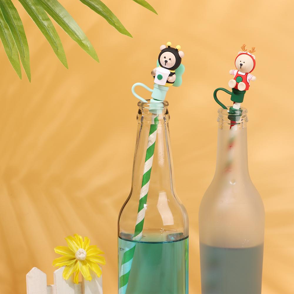 Reusable Splash Proof Drinking Dust Cap Straw Tips Cover Silicone Straw Plug Cup Accessories