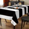 1 Stück Schwarz-Weiß gestreifte Tischdecke, Stilvoll und Elegant, Perfekt für Frühlingsdekorationen, Mahlzeiten und Picknicks oder festliche Zusammenkünfte, sowie Dach