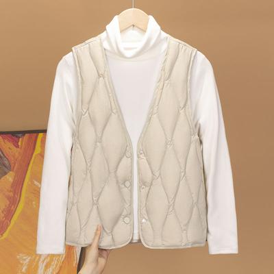 Japanese New Women's Clothing, Light and Thin V-neck White Duck Down Vest, Vest Liner, Fashionable Inner Vest