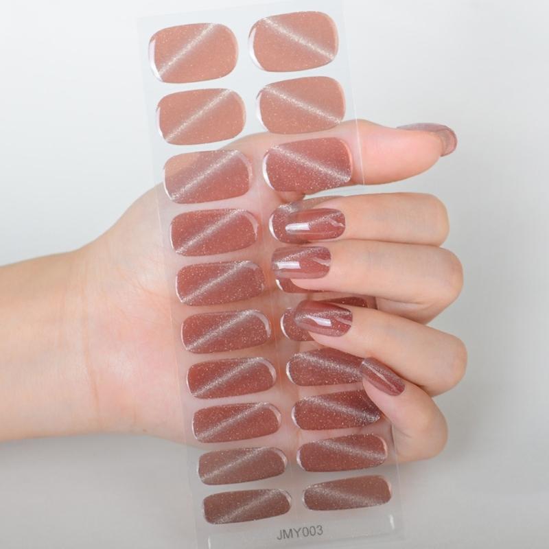 Semi Curing Gel Nails Polish Strips Gradient Self Adhesive Gel Nail Sticker Full Cover French Tip Nail Wraps for Women