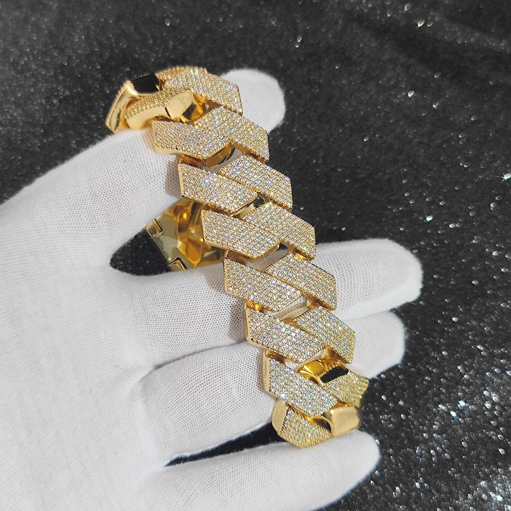 Thick Heavy 25mm Six Rows Prong Setting Cuban Link Chain Iced Out Hip Hop White/18k Gold Plated Necklace Jewelry Women Men Gifts
