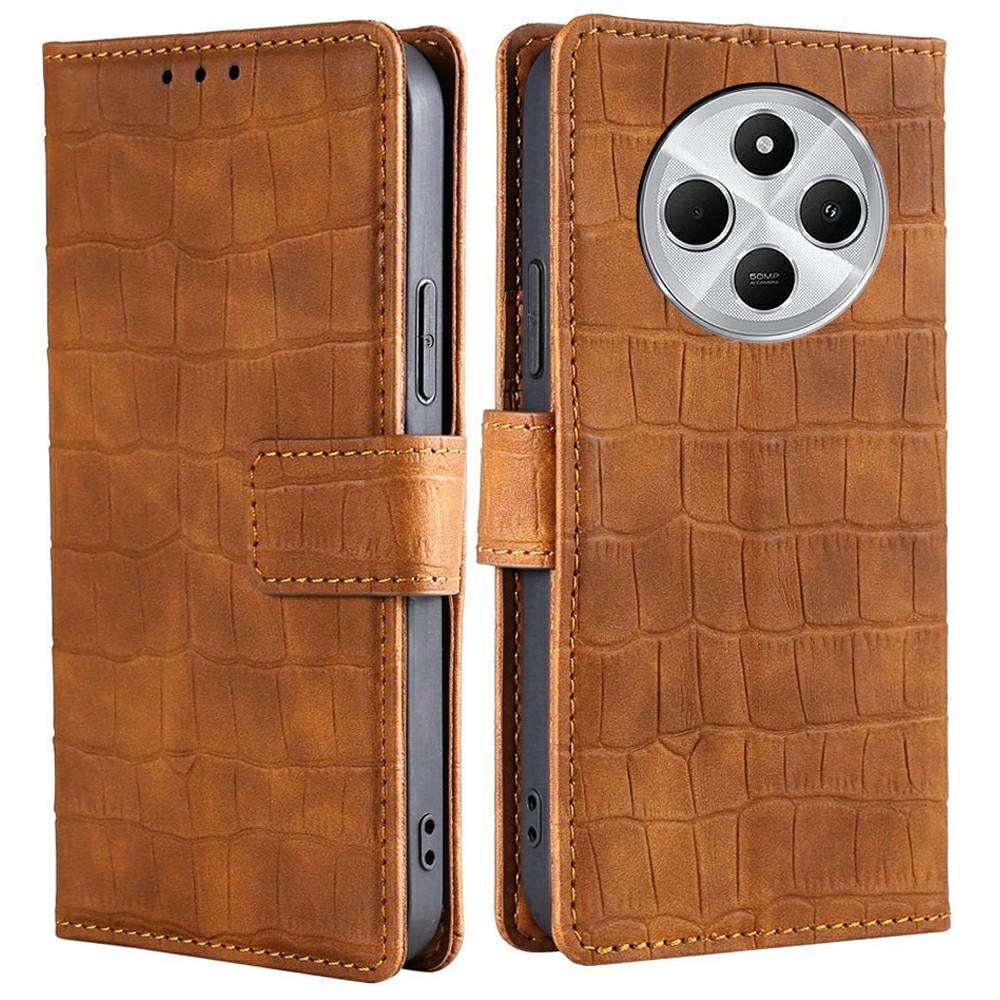 Phone Case For Xiaomi Redmi 14C 4G/14R 5G/A4 5G/Poco C75 4G Crocodile Texture PU Leather Cover