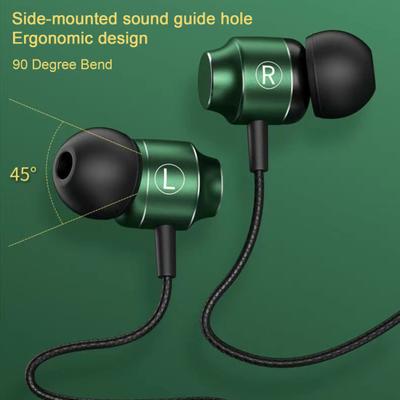 Metal In-ear Gaming Headset with Bass Microphone Volume Adjustable 3.5mm Plug Stereo Wired Earphone Universal for Computers And Mobile Phones
