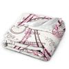 Pink Paris Tower Romantic Travel Flannel Pink Girl Blanket Soft Plush Sofa Nap Blanket