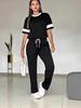  "2026 Spring/Summer Knit Lapel Short Sleeve Top and Casual Trousers Women's Two-piece Set"