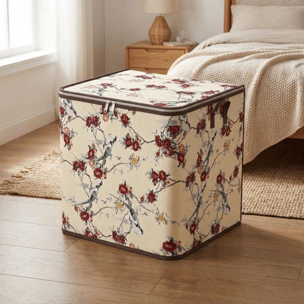 Dust-proof Flower Bird Pattern Storage Bag Non-woven Fabric Toy Storage Box Dormitory