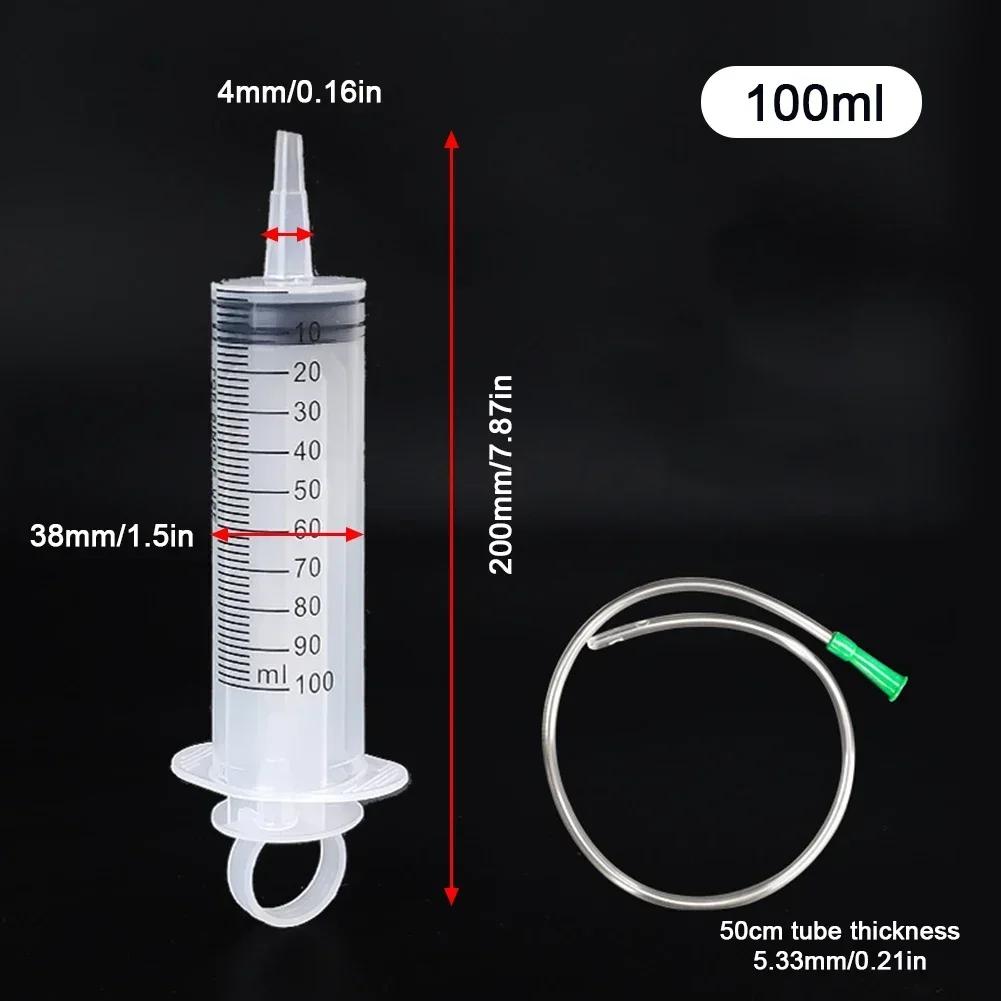 550/300/100ml Large Capacity Syringes Reusable Needle Barrel Oil Pump With Hose For Pet Feeding Measuring Pump Vacuum Syringe