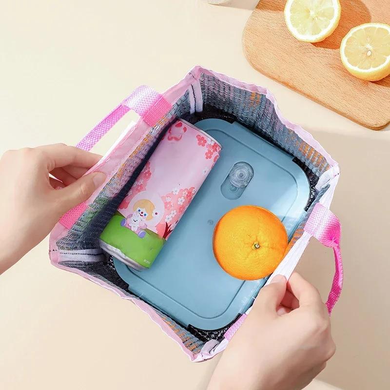 Cartoon Portable Insulated Lunch Box Bag Bento Bag Insulated Refrigerated and Insulated Bag Aluminum Foil Thickened Lunch Bag