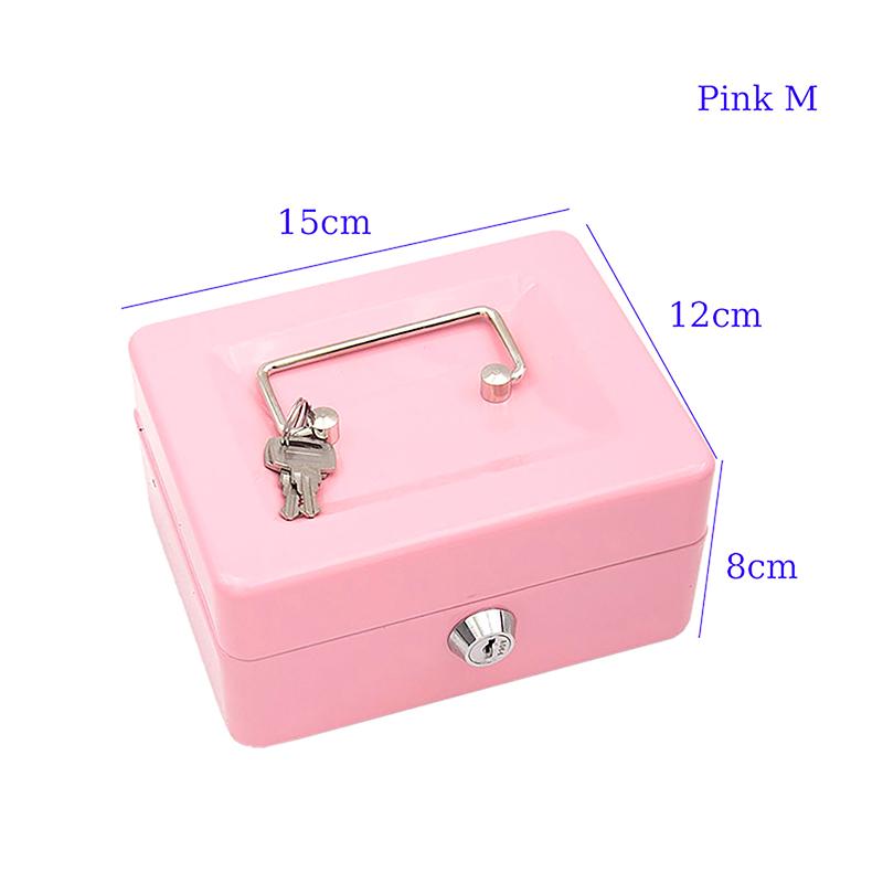 Practical Mini Petty Cash Money Box Stainless Steel Security Lock Lockable Safe Small Fit For House Decoration
