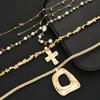 4 Pcs Exaggerated Irregular Cross Pendant Necklace Set European and American Vintage Pearl Necklace For Women Party Jewelry Gift
