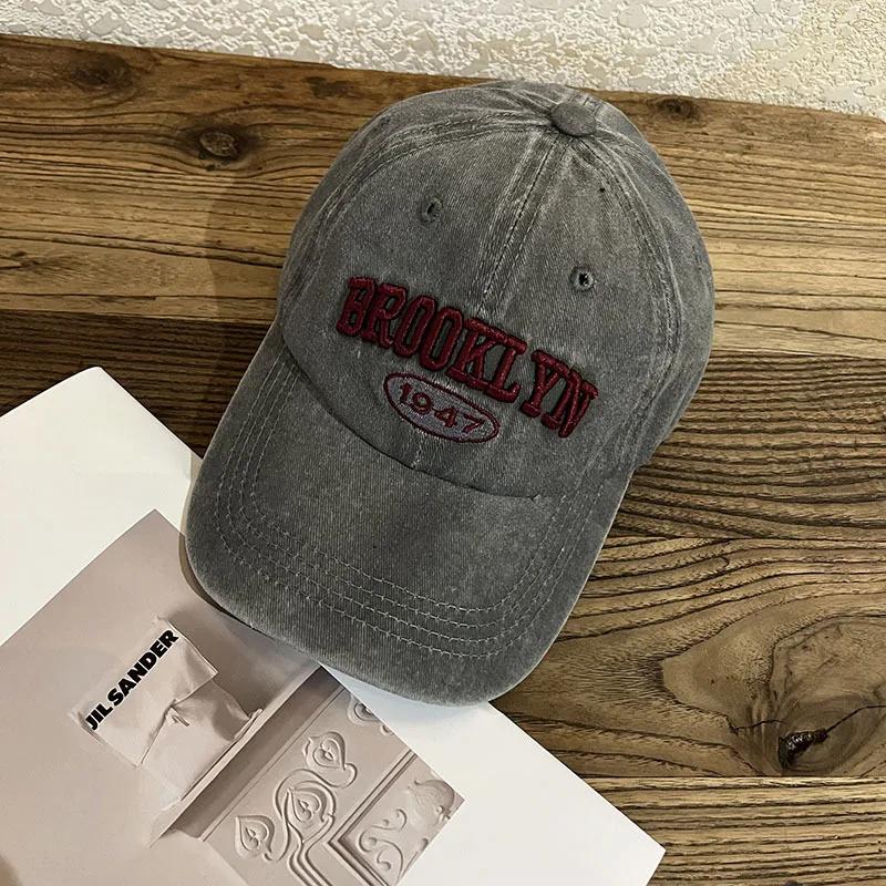 Retro Washed Cotton Baseball Cap Men Women Letter Embroidery Hip Hop Hat Unisex Adjustable Outdoor Snapback Sports Sunshade Caps