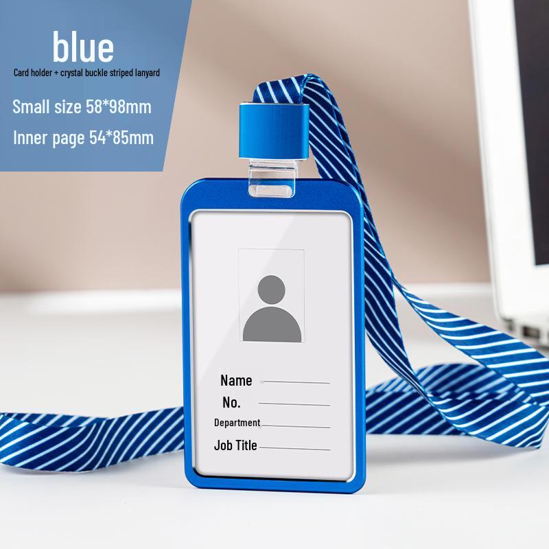 Aluminum Alloy ID Card Holder with Crystal Buckle Lanyard for Employees and Students