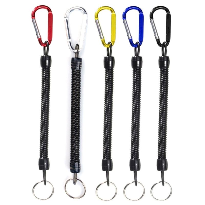 Retractable Spring Elastic Rope Security Gear Tool For Outdoor Hiking Camping Anti-lost Phone Keychain 21cm-22cm