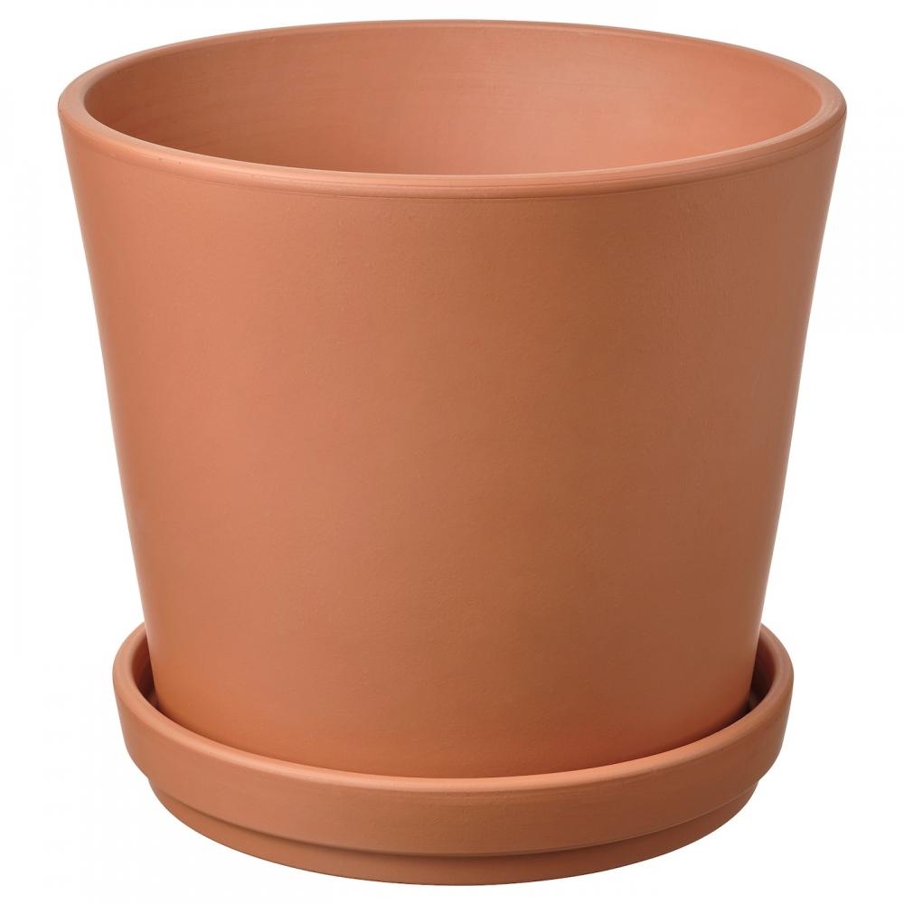 

IKEA BRUNB R Brunber Кашпо+блюдце садовое терракотовый 24 см