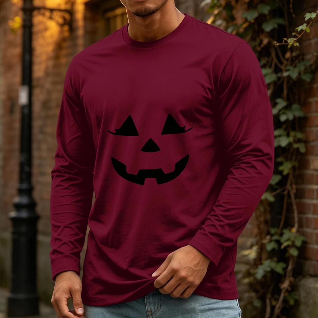 Men's Halloween Long Sleeve Neck Casual Top for Party