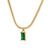 Japanese-Korean Style Gold-Plated Titanium Snake Chain with Emerald Zircon Pendant