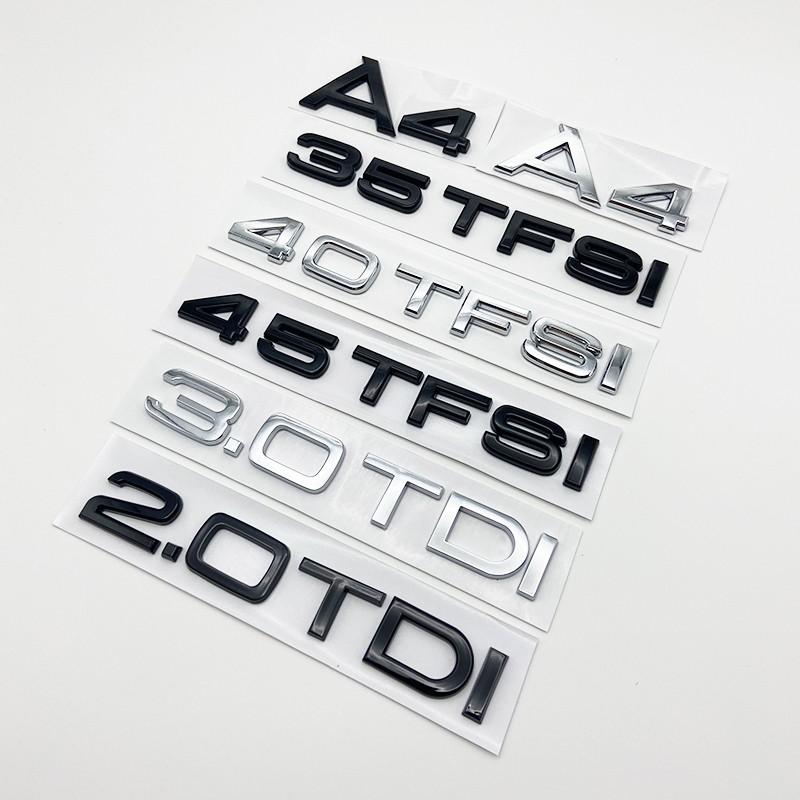 3D Letters Numbers Emblem for Audi A4 40TFSI 45TFSI 50TFSI 30TDI Car Trunk Lid Nameplate Badge Logo Sticker Chrome Glossy Black