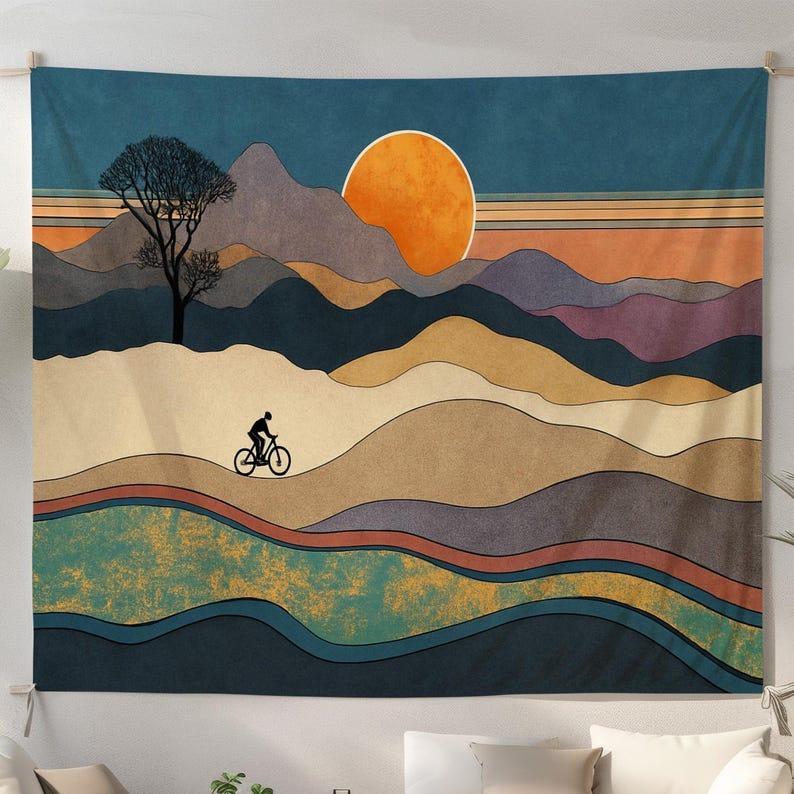 Scenic Cyclist tapestry 75x100 чёрный