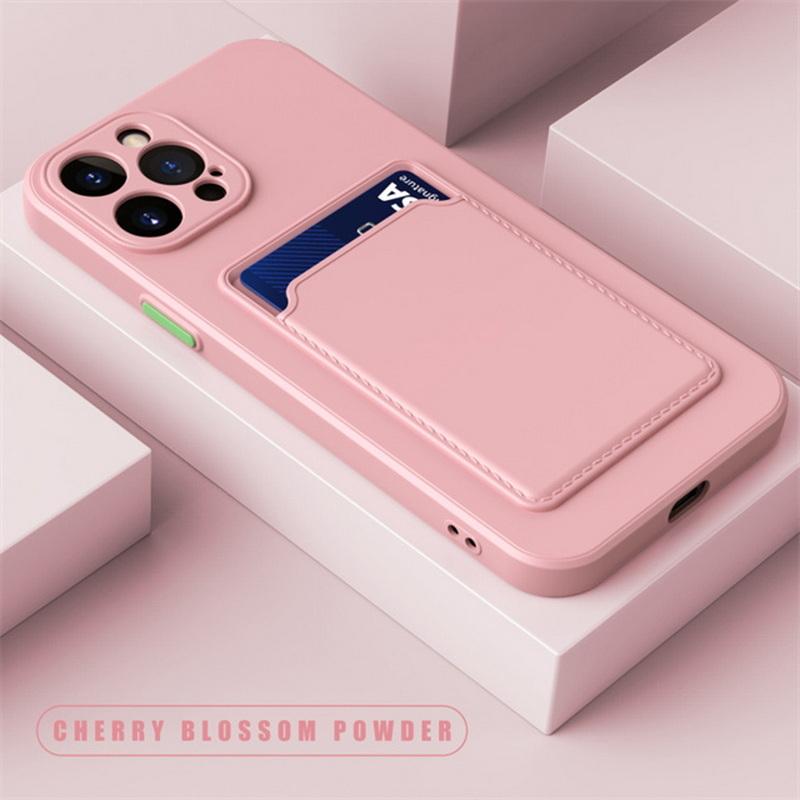 Wallet Card Slot Holder Case For iPhone 16 Plus 15 Pro Max 14 Pro 13 12 11 Soft Candy Color Shockproof TPU Slim Matte Back Cover
