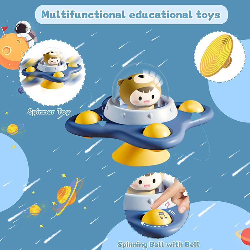 Baby dining table suction cup rotating and happy baby puzzle early education can chew gyro cartoon dining chair toy