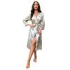 Cherry Print Ice Silk Bathrobe for Women - Summer Breathable, Stylish, Long Sleeve Tie-Up Pajamas