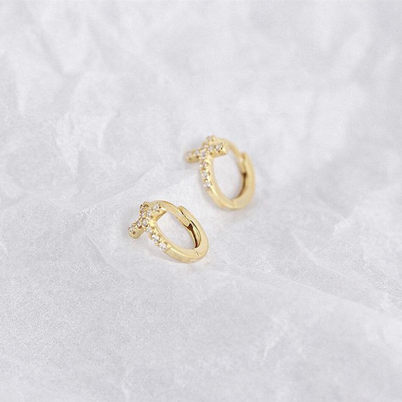 

Сережки, пряжки з цирконовим хрестом для вух Ins Style Niche Design Сережки Модні сережки