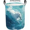 1pc Laundry Basket, Round Laundry Basket, Galloping White Horse Water Wave Pattern. Foldable with Handle for Clothing,, Sundries Storage, Laundry Bask