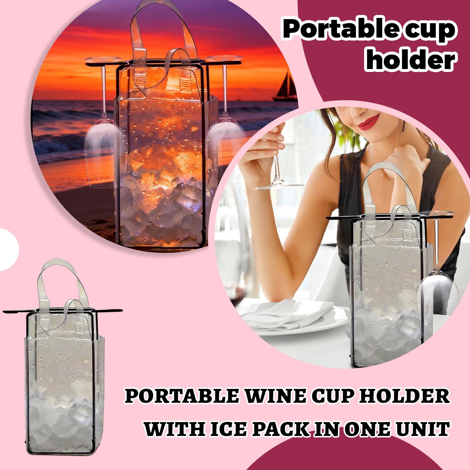 

Portable Wine Cup Holder And Ice Pack 2-in-1, A Gift For Friends One Size