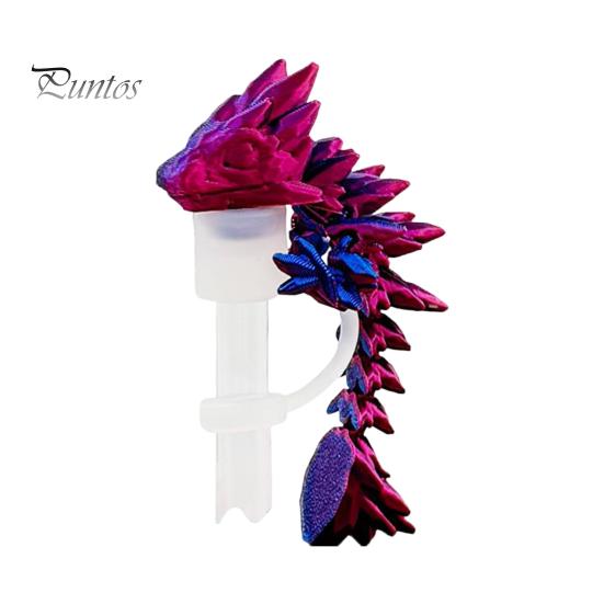 

3D Dragon Straw Cover Пылезащитный протектор для стакана 30/40 унций Многоразовый держатель для стакана Новинка Аксессуары для стакана фиолетовый