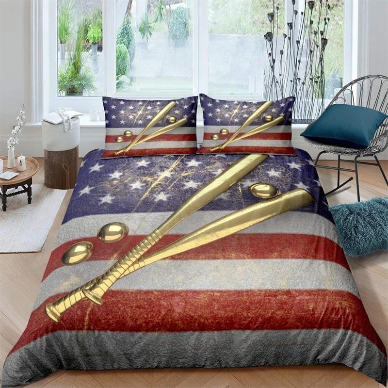 Sport Baseball Konge Dundyne Trekk 3D Ball Sengetøy Sett Gutter Tenåringer Konkurranse Dynetrekk 2/3 stk Polyester Dyne Trekk