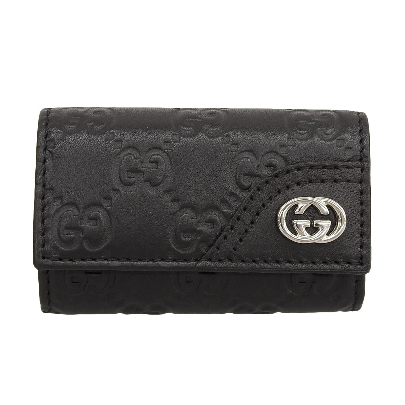 

Excellent GUCCI Key holder Guccissima Interlocking G 6-row black leather mens 181680 Used