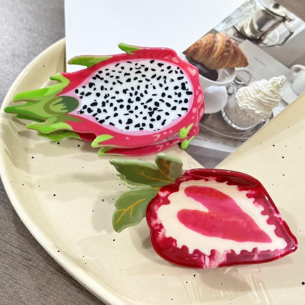 Dragon Fruit Design Fruit Print Hair Claw Strawberry Shark Hair Clip Hair Claw For Women Girls