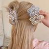 Cherry Blossom Acetic Acid Flower Shark Clip Rhinestone Transparent Hair Clip  Travel