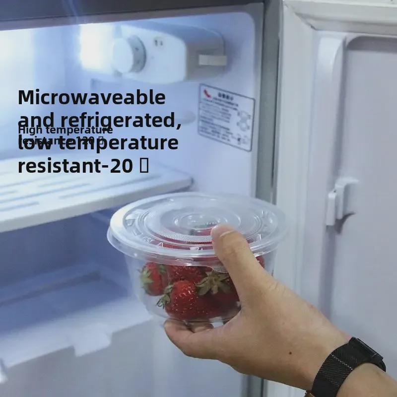 Round Disposable Plastic Bowl with Lid for Fresh-Keeping